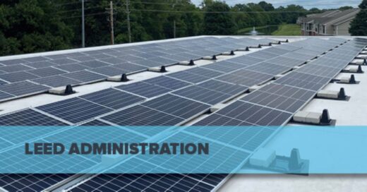LEED administration graphic with solar panels